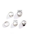 5Pcs Punk Carved Rings Set Accessories coofandy 