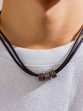 Vintage Leather Knot Beads Choker Necklace