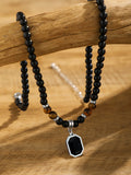 Simple Tiger Stone Beads Pendant Necklace
