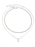 2Pcs Punk Rivet Pendant Necklace Set