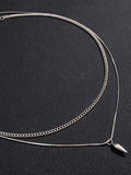 2Pcs Punk Rivet Pendant Necklace Set