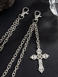 Fashion Double Layer Cross Pendant Pants Chain
