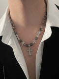 Fashion Retro Gothic Cross Bead Necklace