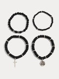 4Pcs Stackable Beaded Cross Bracelet Set