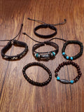 6Pcs Retro Western Cowboy Style Bracelet Set