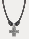 Vintage Cross Pendant Leather Necklace