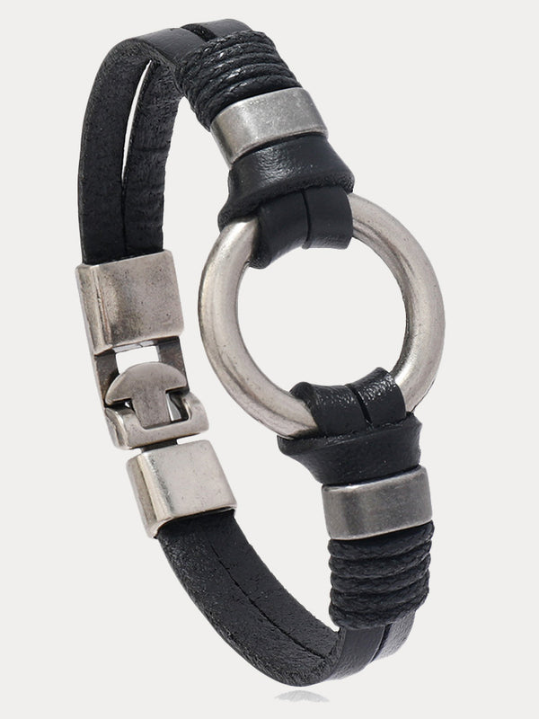 Retro Metal Buckle Leather Bracelet