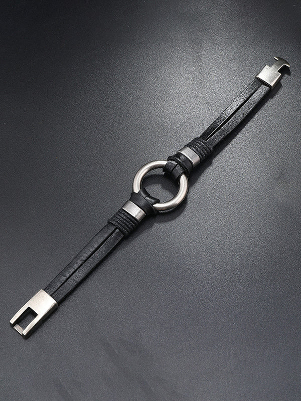 Retro Metal Buckle Leather Bracelet