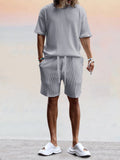 Casual Breathable Pit Strip Tracksuit Set Sports Set coofandy Grey M 