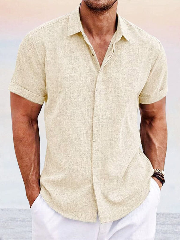 Casual Cotton Linen Shirt Shirts coofandystore Cream S 