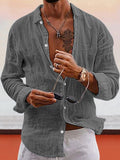 Soft Solid Cotton Linen Shirt Shirts coofandy Dark Grey S 