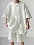 Premium Loose T-shirt Set Sets coofandy Apricot M 