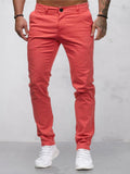 Casual Cozy Solid Pants Pants coofandy Light Red M 