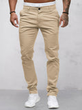 Casual Cozy Solid Pants Pants coofandy Khaki M 