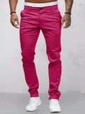 Casual Cozy Solid Pants Pants coofandy Rose Red M 