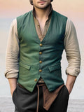 Vintage V-neck Vest Vest coofandy Green S 