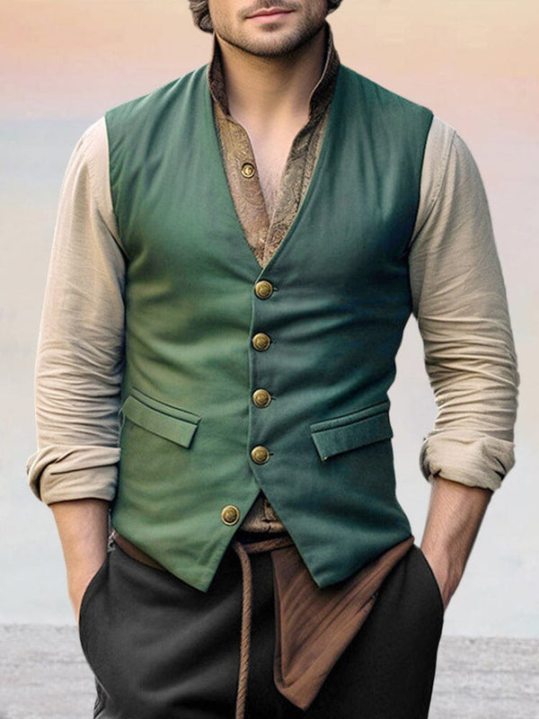 Vintage V-neck Vest Vest coofandy Green S 