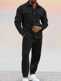 Athleisure 2-Piece Suede Set Sports Set coofandy Black S 
