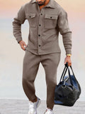 Athleisure 2-Piece Suede Set Sports Set coofandy 