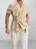 Stylish Slant Placket Tied Shirt Shirts coofandy 