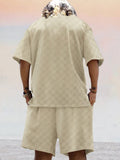 Athleisure Plaid T-shirt Set Sets coofandy 