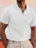 Simple Breathable Lapel Waffle Shirt Shirts coofandy White S 