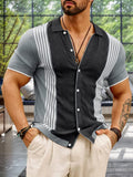 Casual Colorblock Knit Shirt Shirts coofandy 