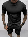 Breathable Waffle 2-Piece T-shirt Set Sets coofandy Black S 