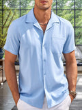 Simple Breathable Beach Shirt Shirts coofandy Clear Blue S 