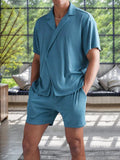 Casual Trendy 2-Piece Outfits Sets coofandy Blue M 