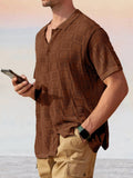 Breathable Knit Hollow Out Shirt Shirts coofandy Brown S 