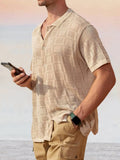Breathable Knit Hollow Out Shirt Shirts coofandy Apricot S 