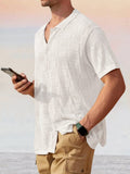 Breathable Knit Hollow Out Shirt Shirts coofandy White S 