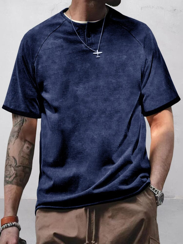 Vintage Tie Dye Printed T-shirt T-shirt coofandy Blue S 
