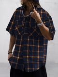 Casual Pocket Front Plaid Shirt Shirts coofandy Brown S 
