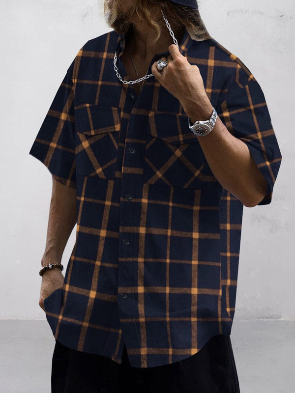 Casual Pocket Front Plaid Shirt Shirts coofandy Brown S 