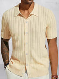 Stylish Breathable Hollow Knit Shirt Shirts coofandy Apricot S 