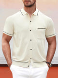 Classic Stretch Knit Shirt Shirts coofandy Apricot M 