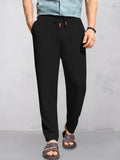 Casual Cotton Linen Straight Pants Pants coofandy Black S 
