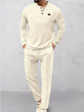 Breathable Waffle 2-Piece Tracksuit Set Sets coofandy Apricot S 