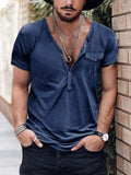 Casual Essential Henley Shirt T-shirt coofandy Navy Blue S 