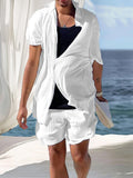 Lightweight Drape Button Down Shirt Set Sets coofandy White M 