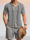 Stylish Jacquard Knit Sets Sets coofandy Grey M 