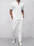 Casual Waffle 2-Piece Outfits Sets coofandy White M 