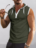 Soft Waffle Hooded Tank Top Tank Tops coofandy Army Green S 