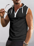 Soft Waffle Hooded Tank Top Tank Tops coofandy Black S 
