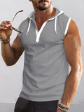 Soft Waffle Hooded Tank Top Tank Tops coofandy Light Grey S 