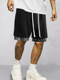 Stylish Paisley Trim Shorts Shorts coofandy Black S 