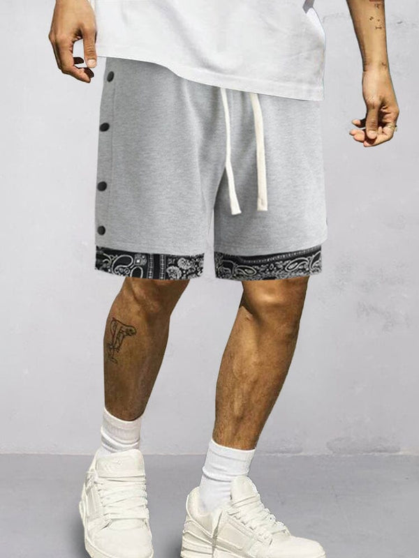 Stylish Paisley Trim Shorts Shorts coofandy Light Grey S 