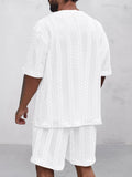 Casual Jacquard T-shirt Shorts Set Sets coofandy 